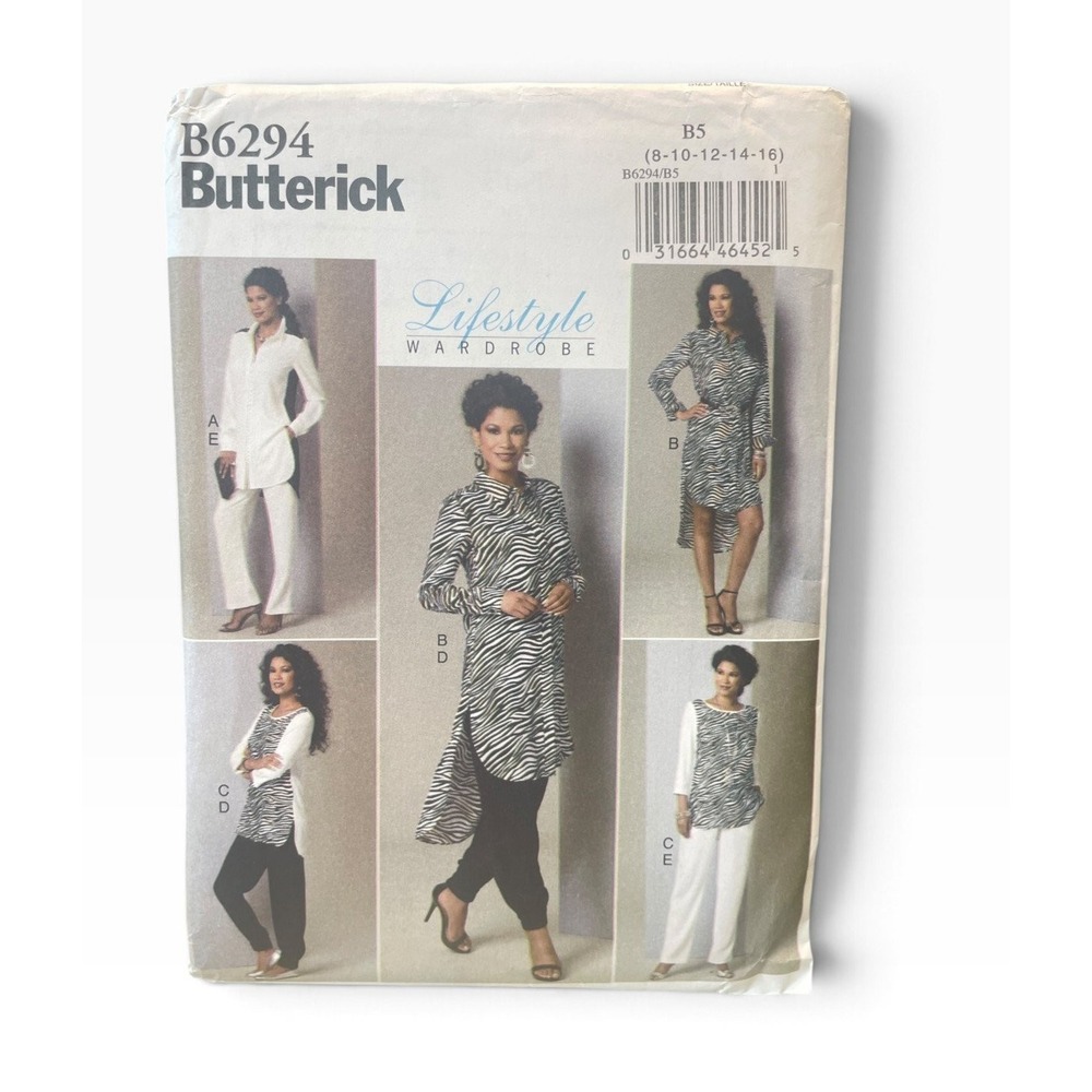 Butterick B6294 Tunic Pants Lifestyle Wardrobe B5 (8-10-12-14-16) Uncut FF